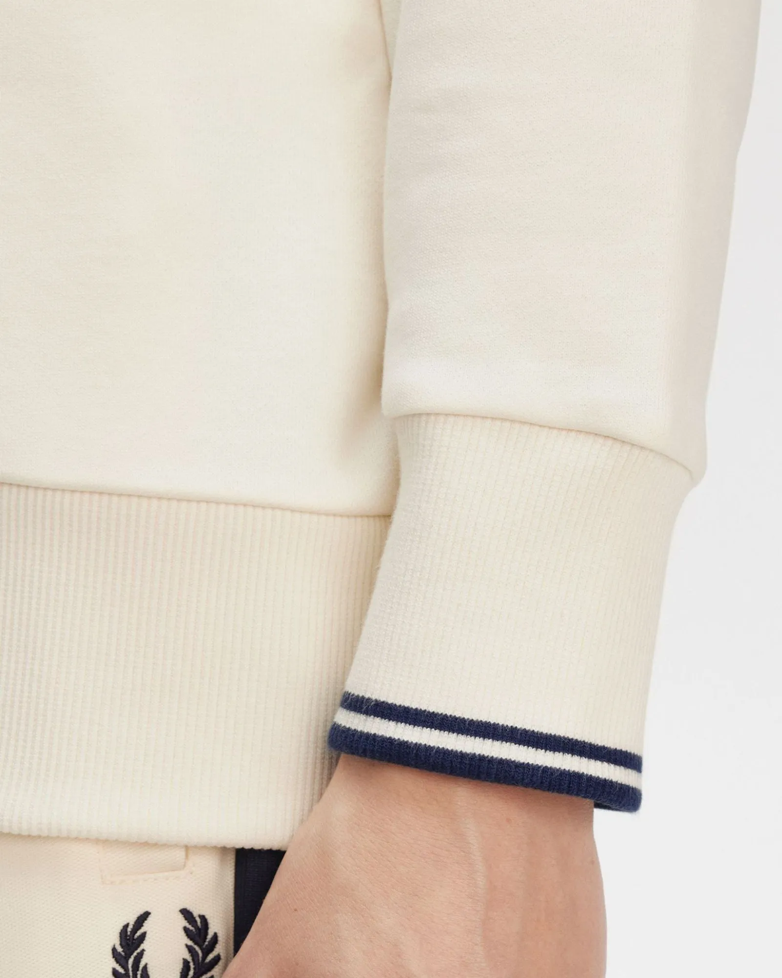 Fred Perry Half Zip Sweatshirt - Ecru / Tennis Blue