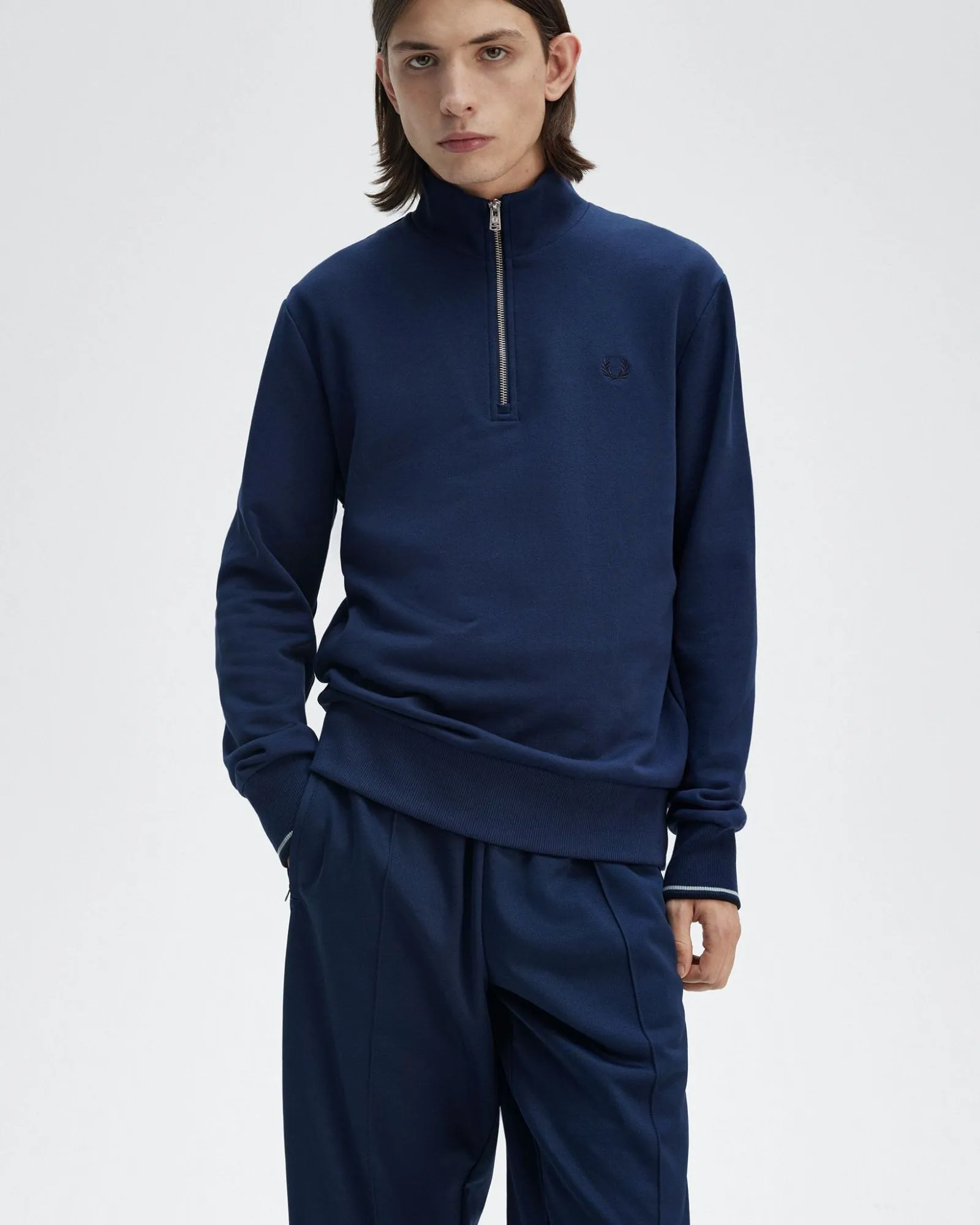 Fred Perry Half Zip Sweatshirt - Tennis Blue