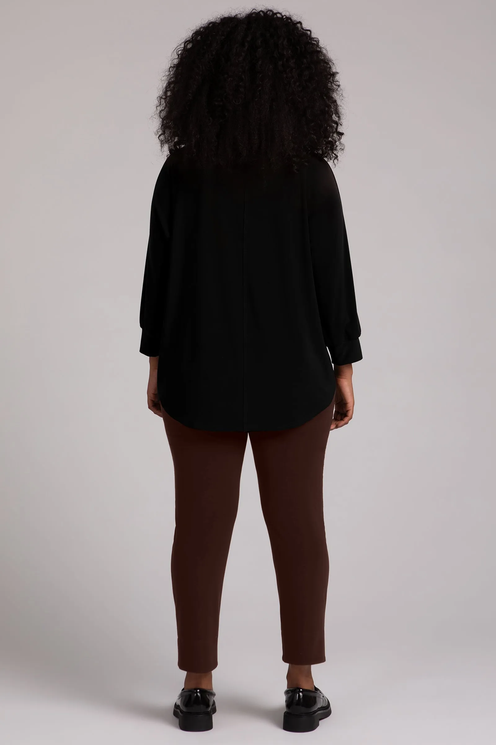 Funnel Neck Pullover with Kangaroo Pocket | Black