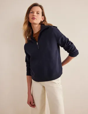 Funnel Neck Zip Sweatshirt-Navy
