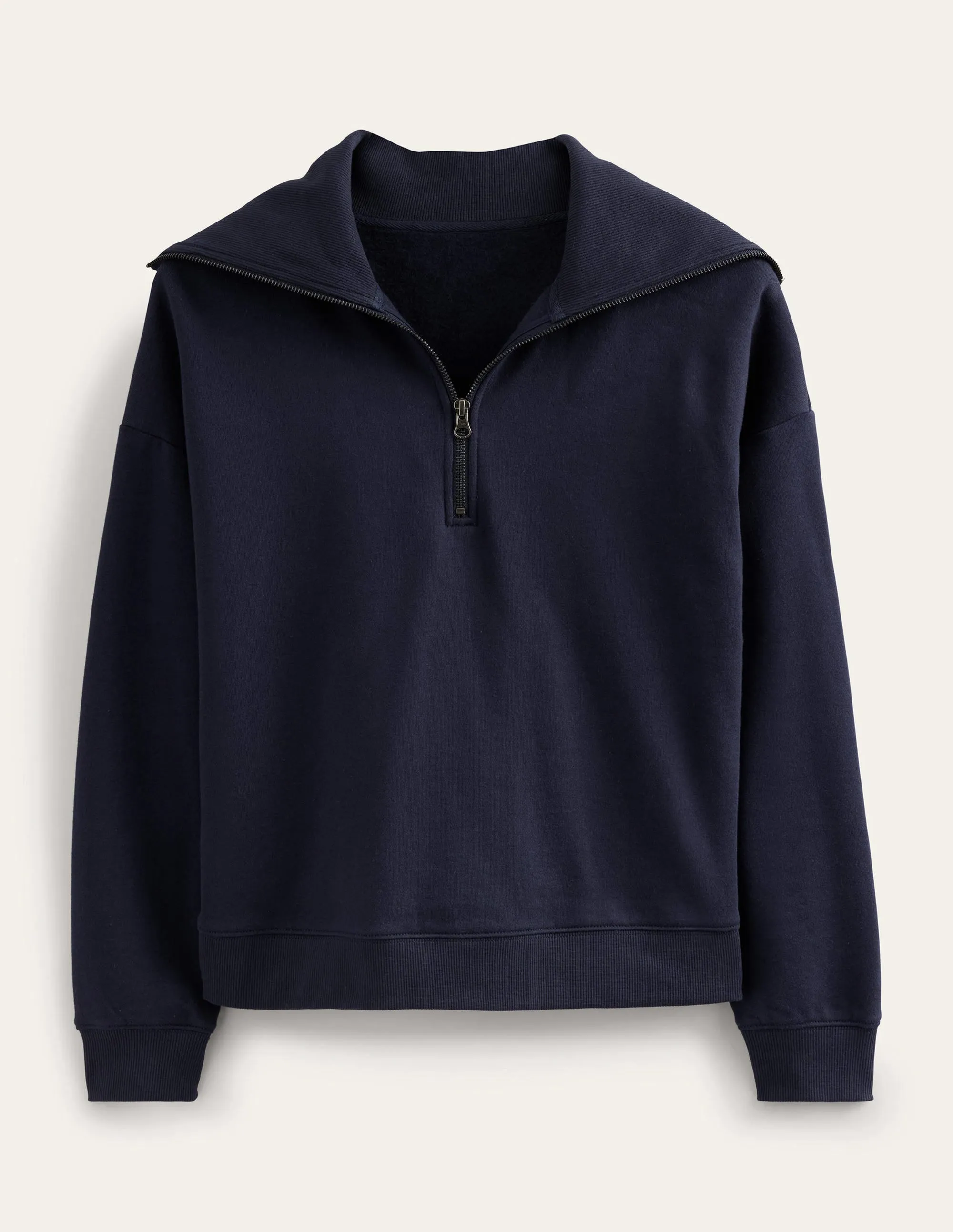 Funnel Neck Zip Sweatshirt-Navy