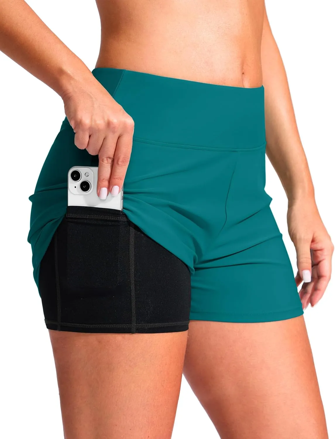 G Gradual Women's 4" Swim Board Shorts High Waisted Tummy Control Swimsuit Bathing Suit Bottoms for Women with Liner Pocket