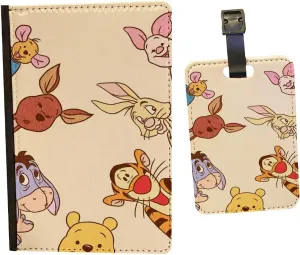 Generic Passport Cover and Luggage Tag Set Travel Holidays Suitcase Accessory - Cute Animals Peeping Pooh & Friends, Pictoral