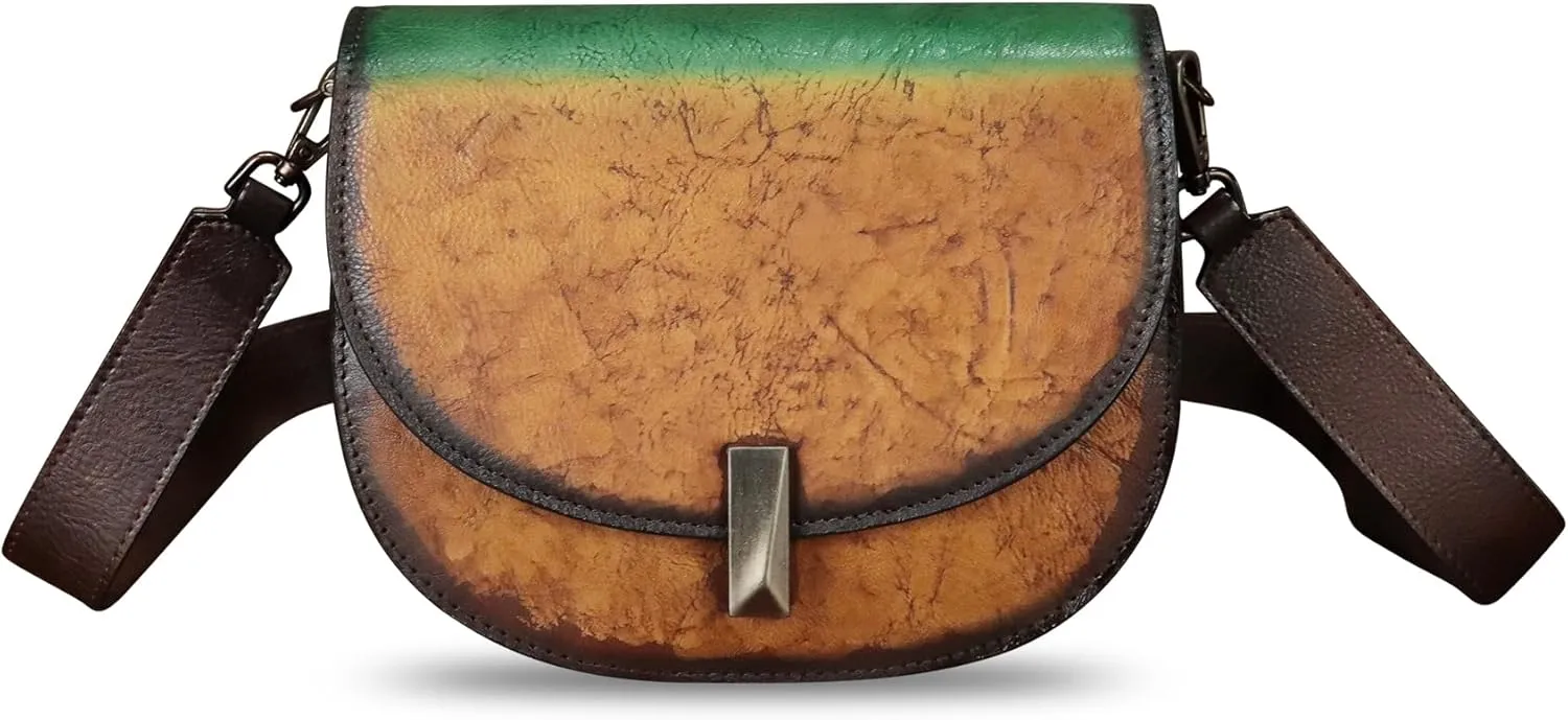 Genuine Leather Crossbody Bag for Women Retro Leather Pouch Vintage Handbag Purse Ladies Satchel