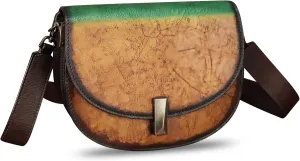 Genuine Leather Crossbody Bag for Women Retro Leather Pouch Vintage Handbag Purse Ladies Satchel