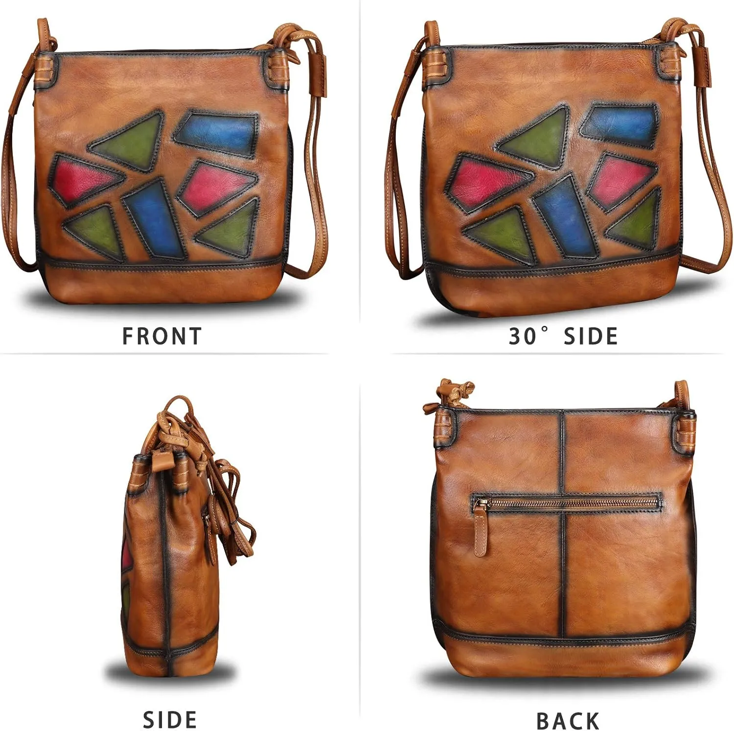 Genuine Leather Crossbody Purses for Women Satchel Purses Vintage Handmade Shoulder Bag Cowhide Handbags
