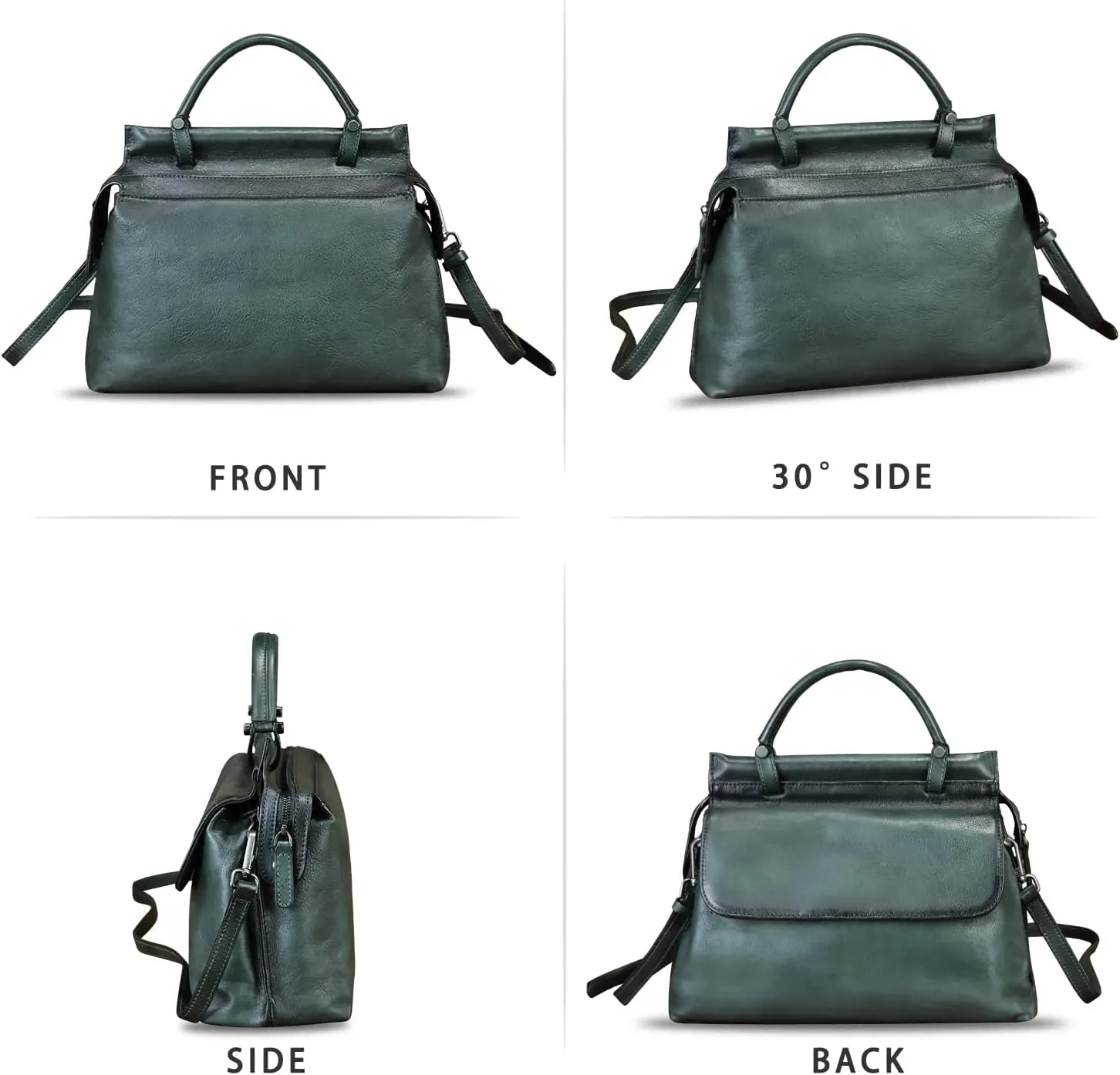 Genuine Leather Handbag for Women Retro Leather Crossbody Bag Pouch Vintage Handbag Purse Ladies Satchel