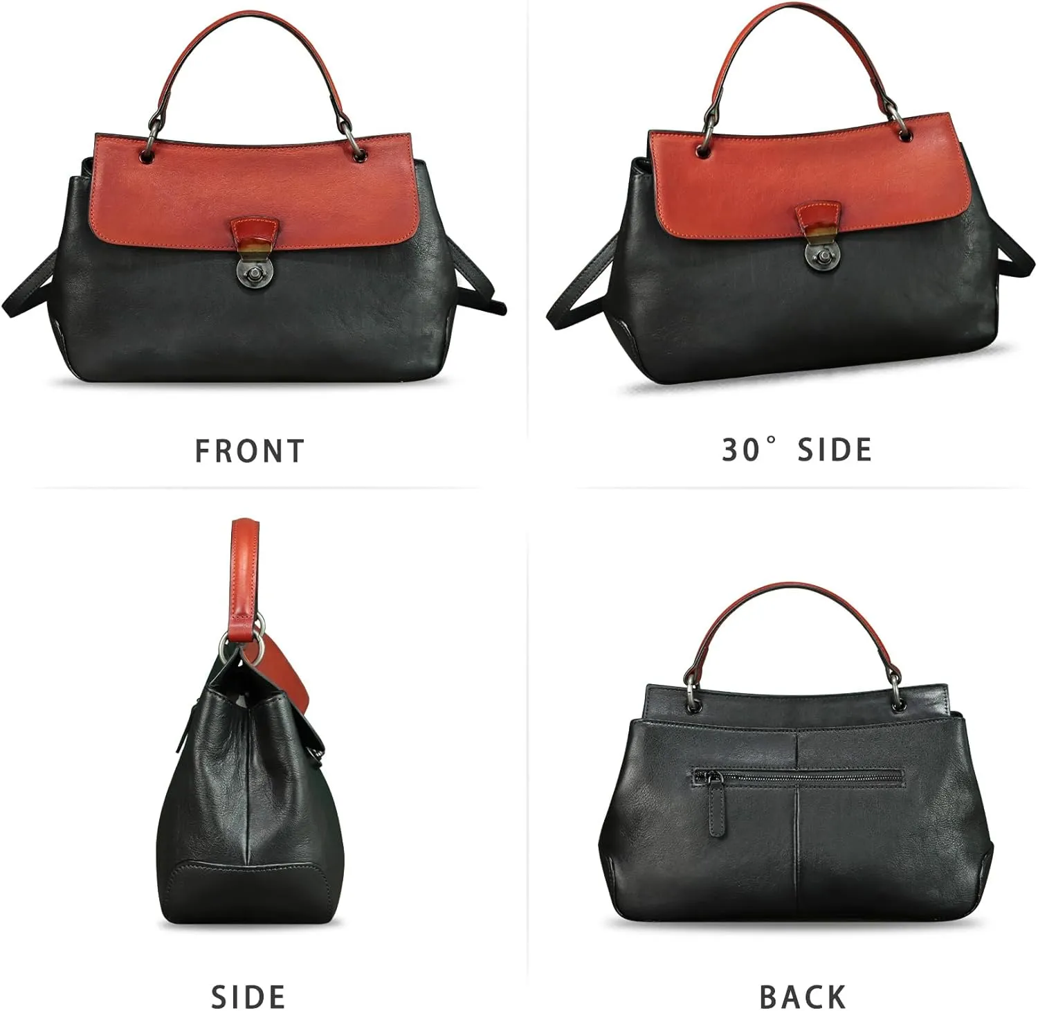 Genuine Leather Handbag Satchel for Women Retro Leather Crossbody Bag Pouch Vintage Ladies Handbag Purse