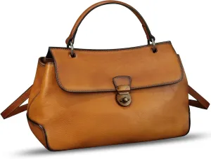 Genuine Leather Handbag Satchel for Women Retro Leather Crossbody Bag Pouch Vintage Ladies Handbag Purse