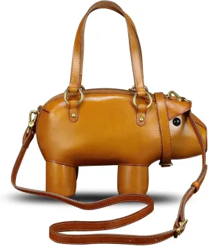 Genuine Leather Handbags for Women Cute Pig Shape Fashion Shoulder Bag Crossbody Bag Vintage Satchel Purses with Strap 2024