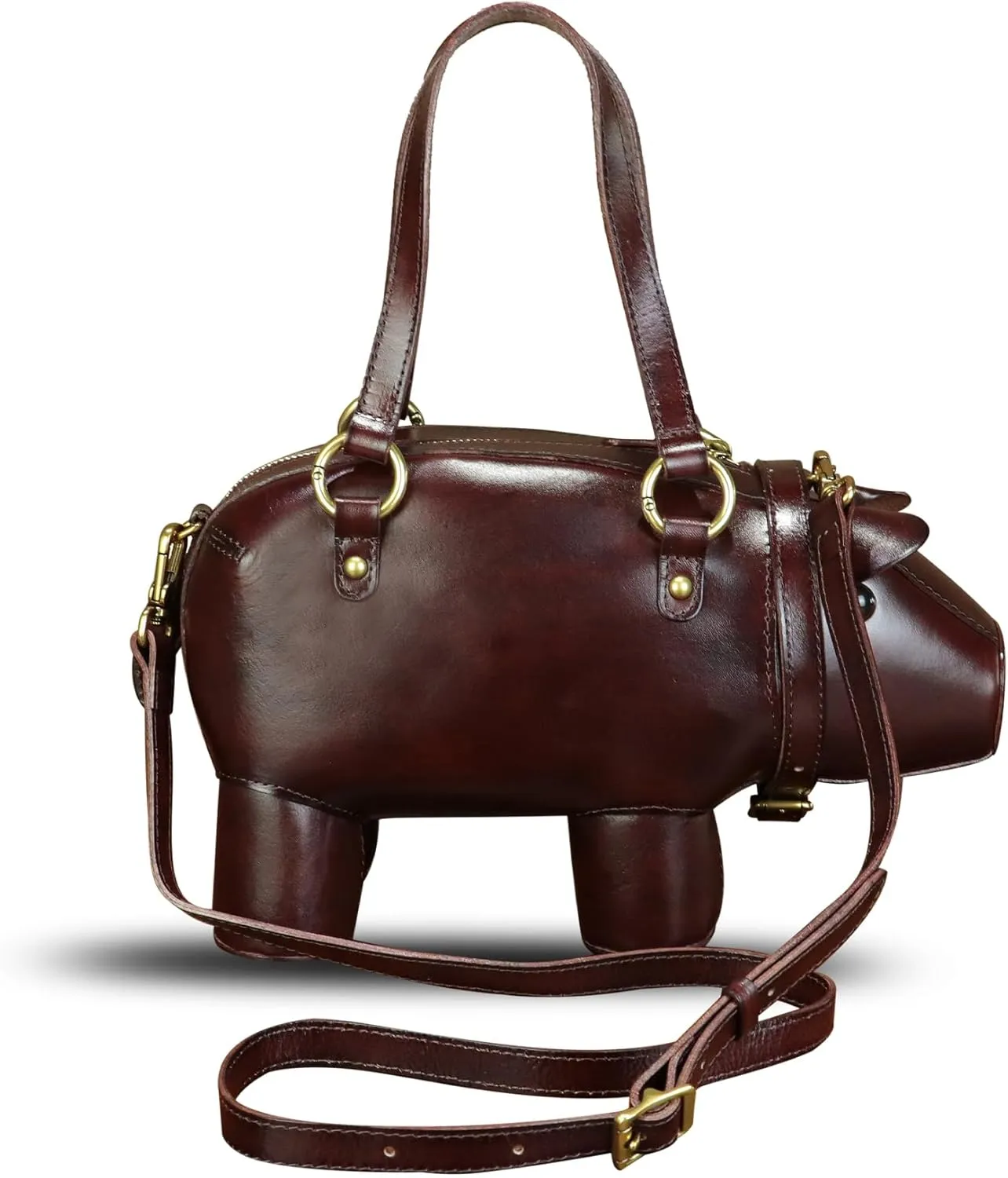 Genuine Leather Handbags for Women Cute Pig Shape Fashion Shoulder Bag Crossbody Bag Vintage Satchel Purses with Strap 2024