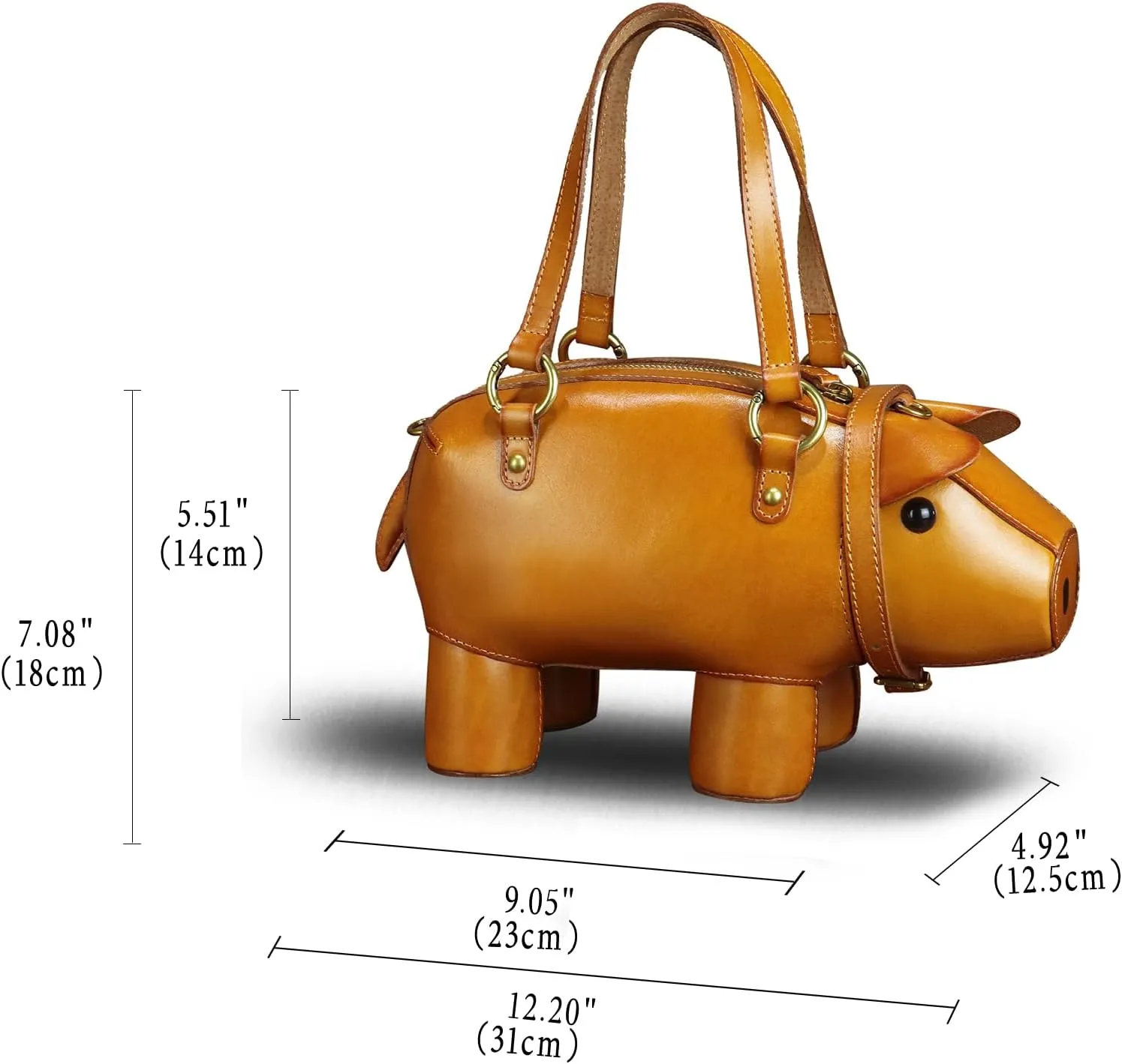 Genuine Leather Handbags for Women Cute Pig Shape Fashion Shoulder Bag Crossbody Bag Vintage Satchel Purses with Strap 2024