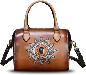 Genuine Leather Handbags Purse for Women Top-Handle Handbag Handmade Small Crossbody Satchel Shoulder Bag Cowhide for Ladies