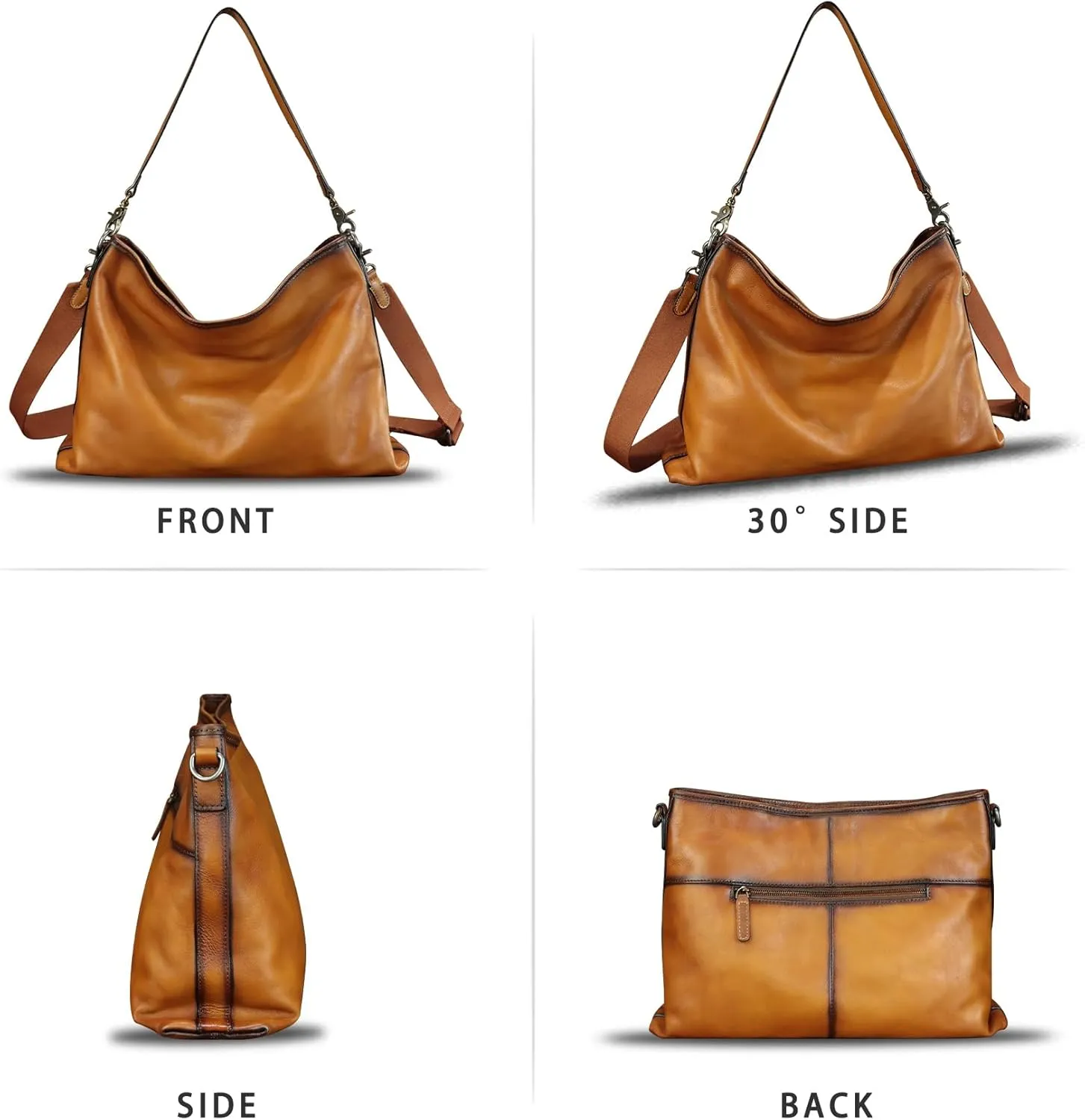 Genuine Leather Hobo Bag for Women Tote Bag Vintage Handmade Shoulder Bag Crossbody Satchel Purses Pouch