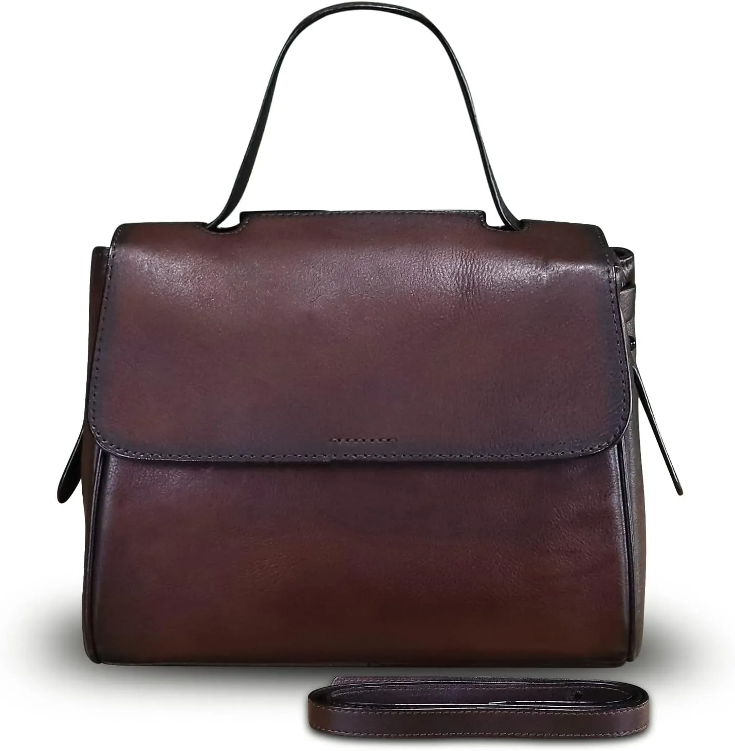 Genuine Leather Satchel for Women Handmade Vintage Top Handle Handbag Retro Cowhide Crossbody Handbags Purse