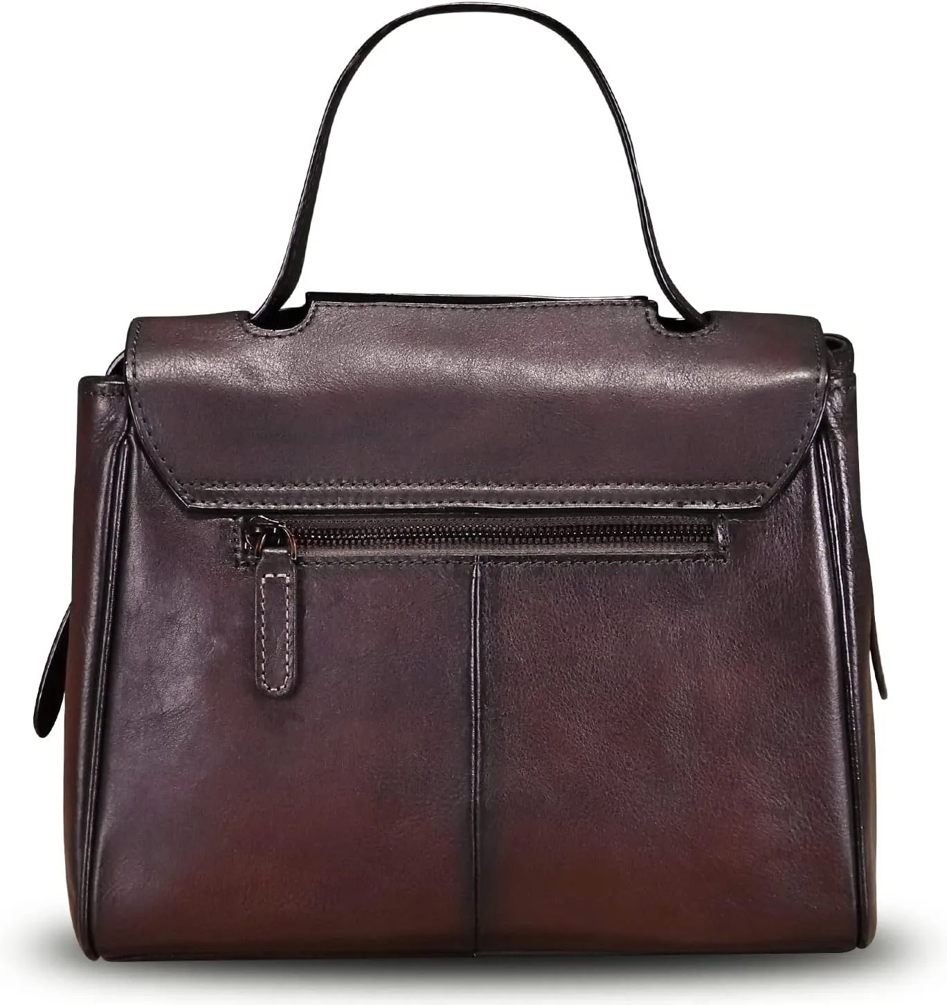 Genuine Leather Satchel for Women Handmade Vintage Top Handle Handbag Retro Cowhide Crossbody Handbags Purse