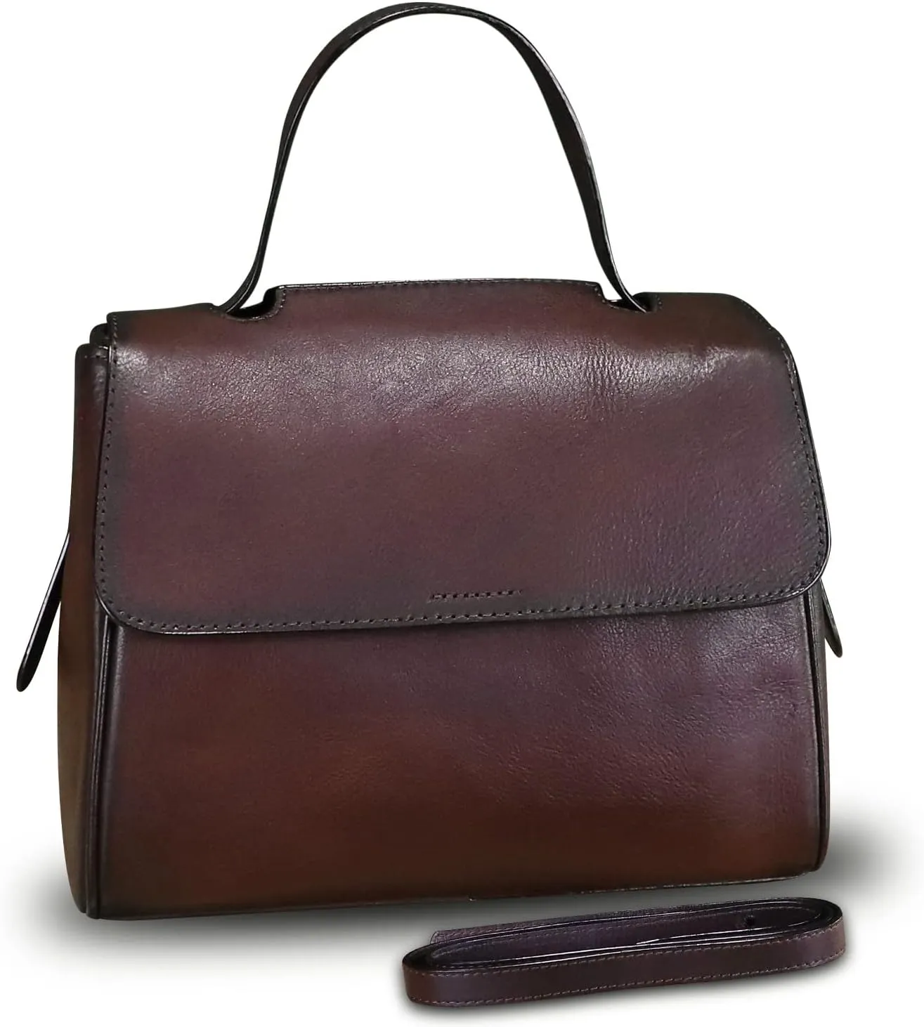 Genuine Leather Satchel for Women Handmade Vintage Top Handle Handbag Retro Cowhide Crossbody Handbags Purse