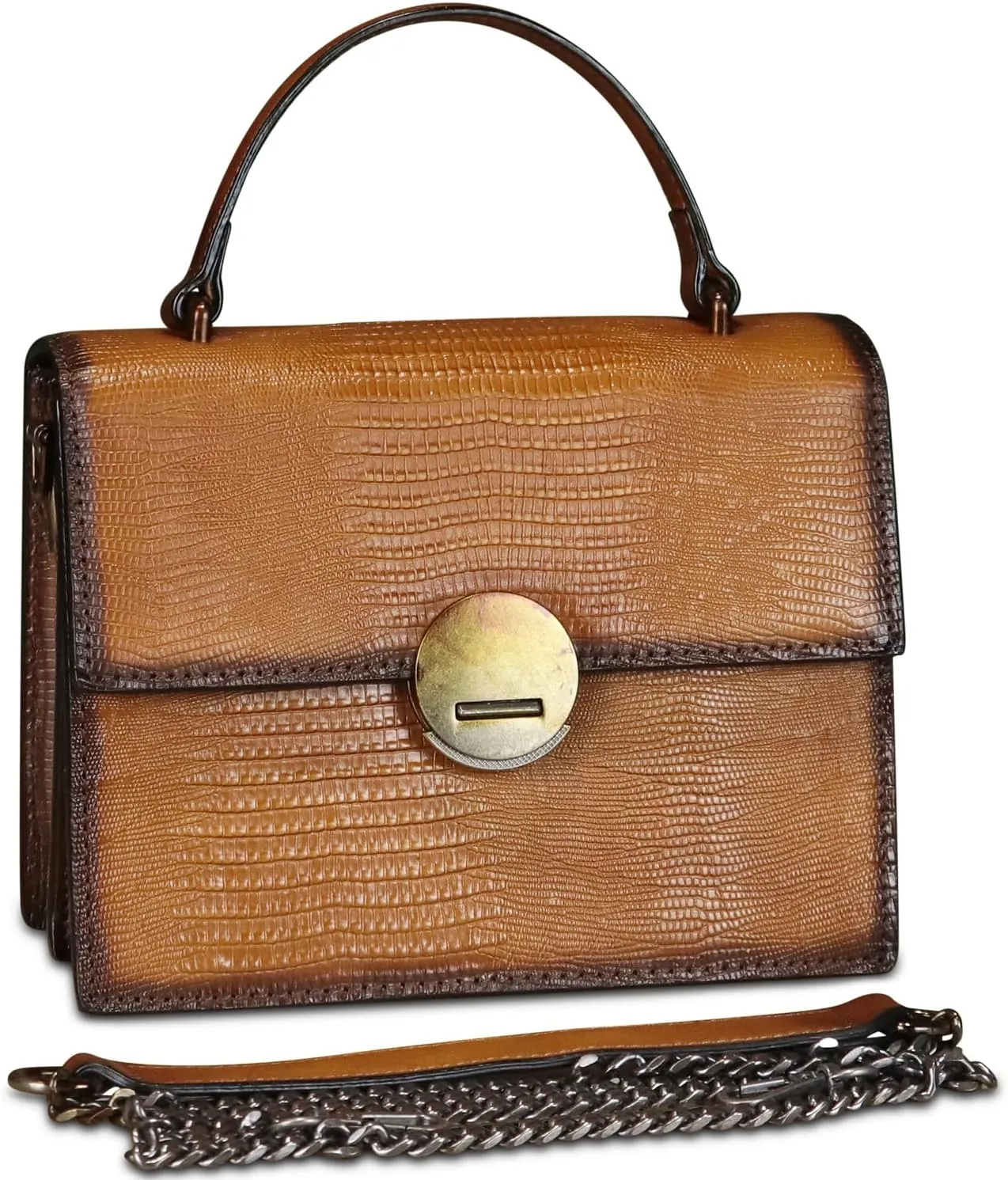 Genuine Leather Satchel for Women Small Purse Vintage Handmade Top Handle Handbag Retro Designer Crossbody Phone Bag