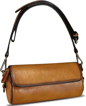 Genuine Leather Satchel for Women Vintage Shoulder Purse Handmade Handbag Retro Small Crossbody Bag