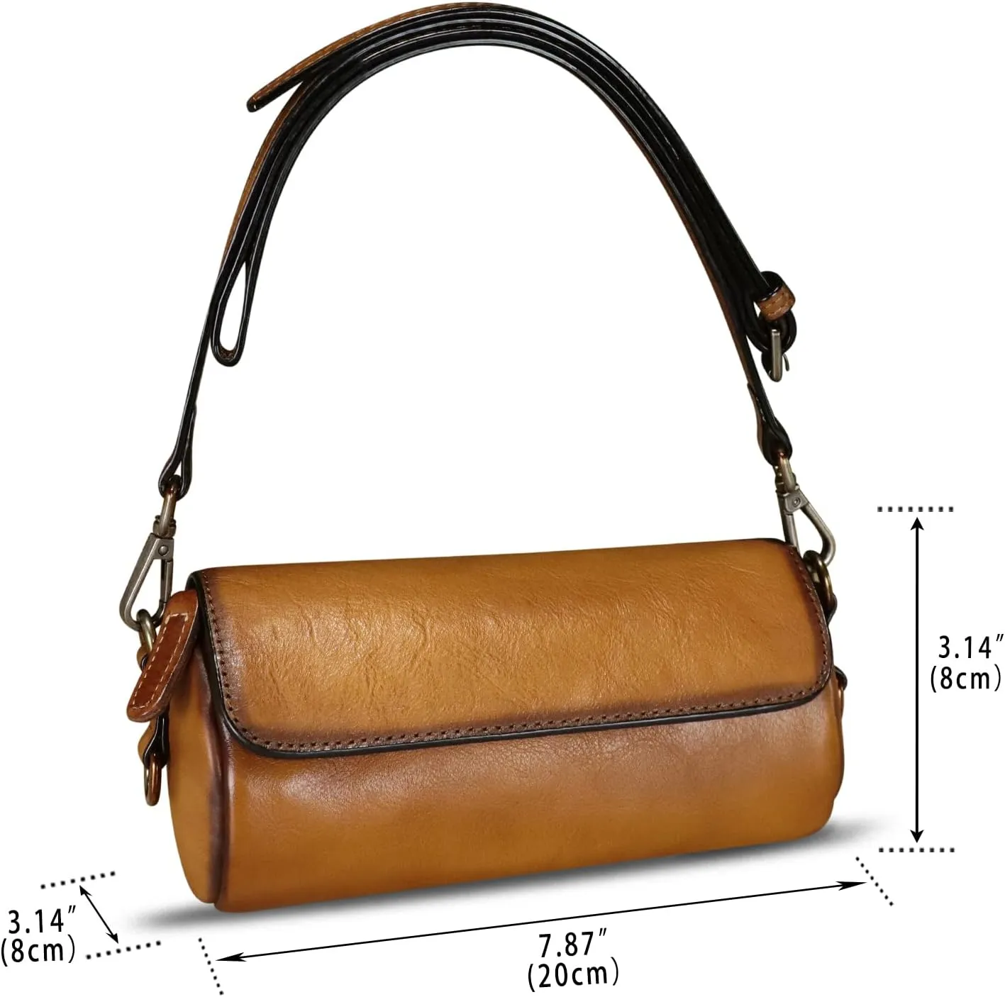 Genuine Leather Satchel for Women Vintage Shoulder Purse Handmade Handbag Retro Small Crossbody Bag