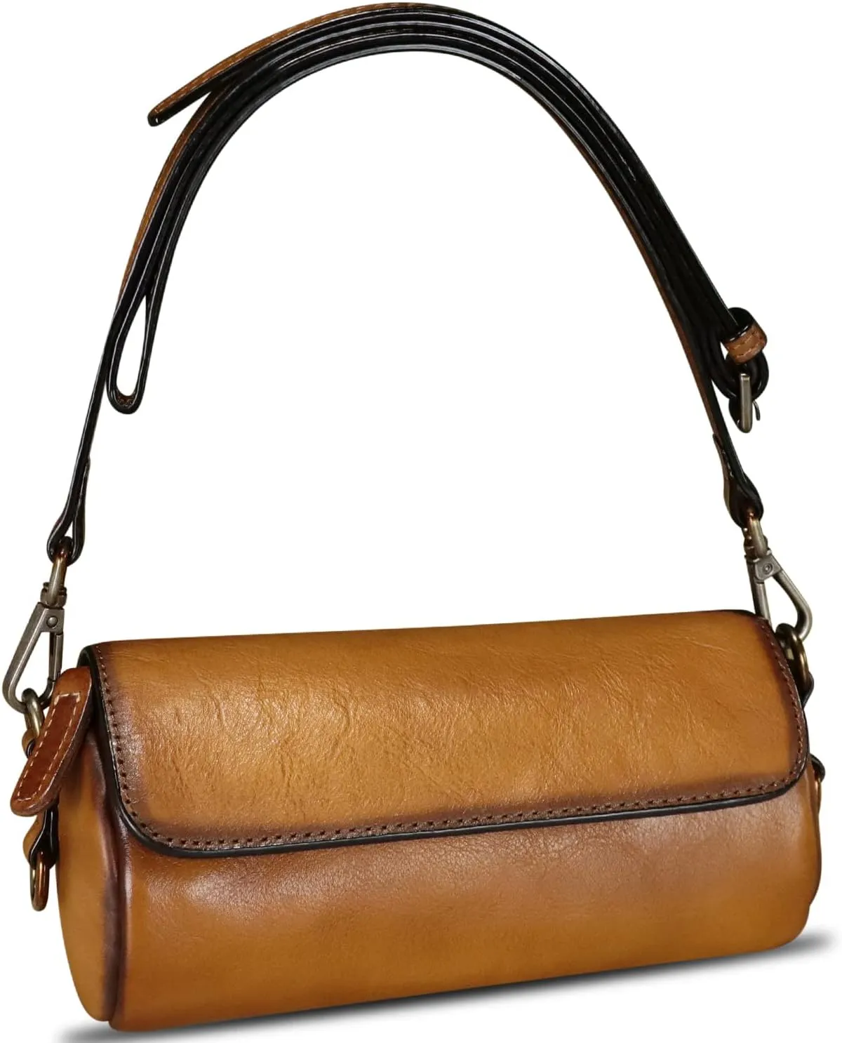 Genuine Leather Satchel for Women Vintage Shoulder Purse Handmade Handbag Retro Small Crossbody Bag