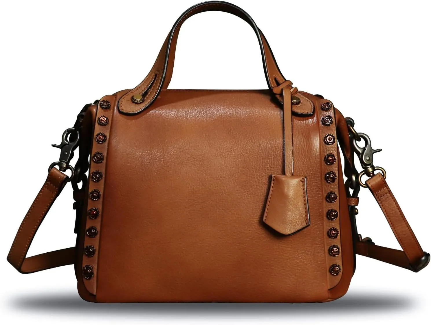 Genuine Leather Satchel Handbag for Women Retro Handmade Top Handle Crossbody Shoulder Bag Purses