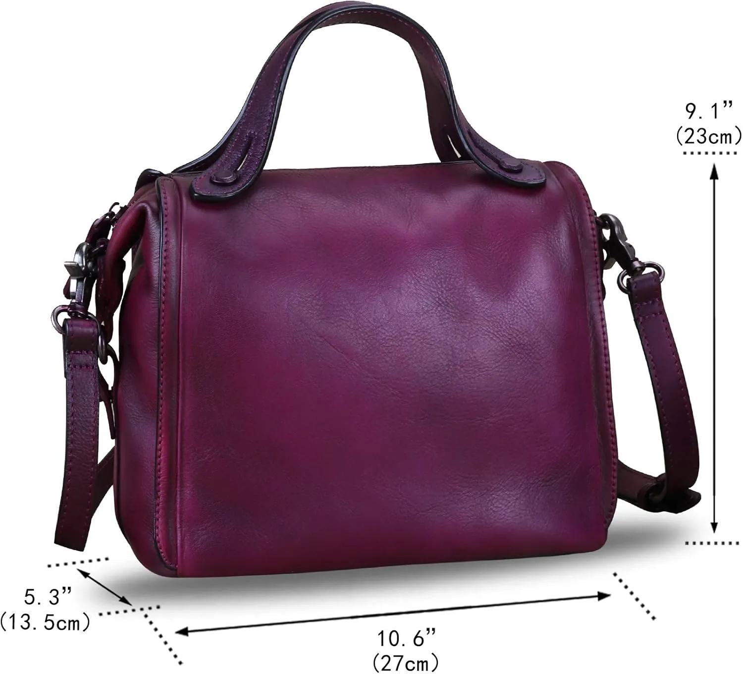 Genuine Leather Satchel Purse for Women Retro Handmade Top Handle Handbag Designer Crossbody Bags