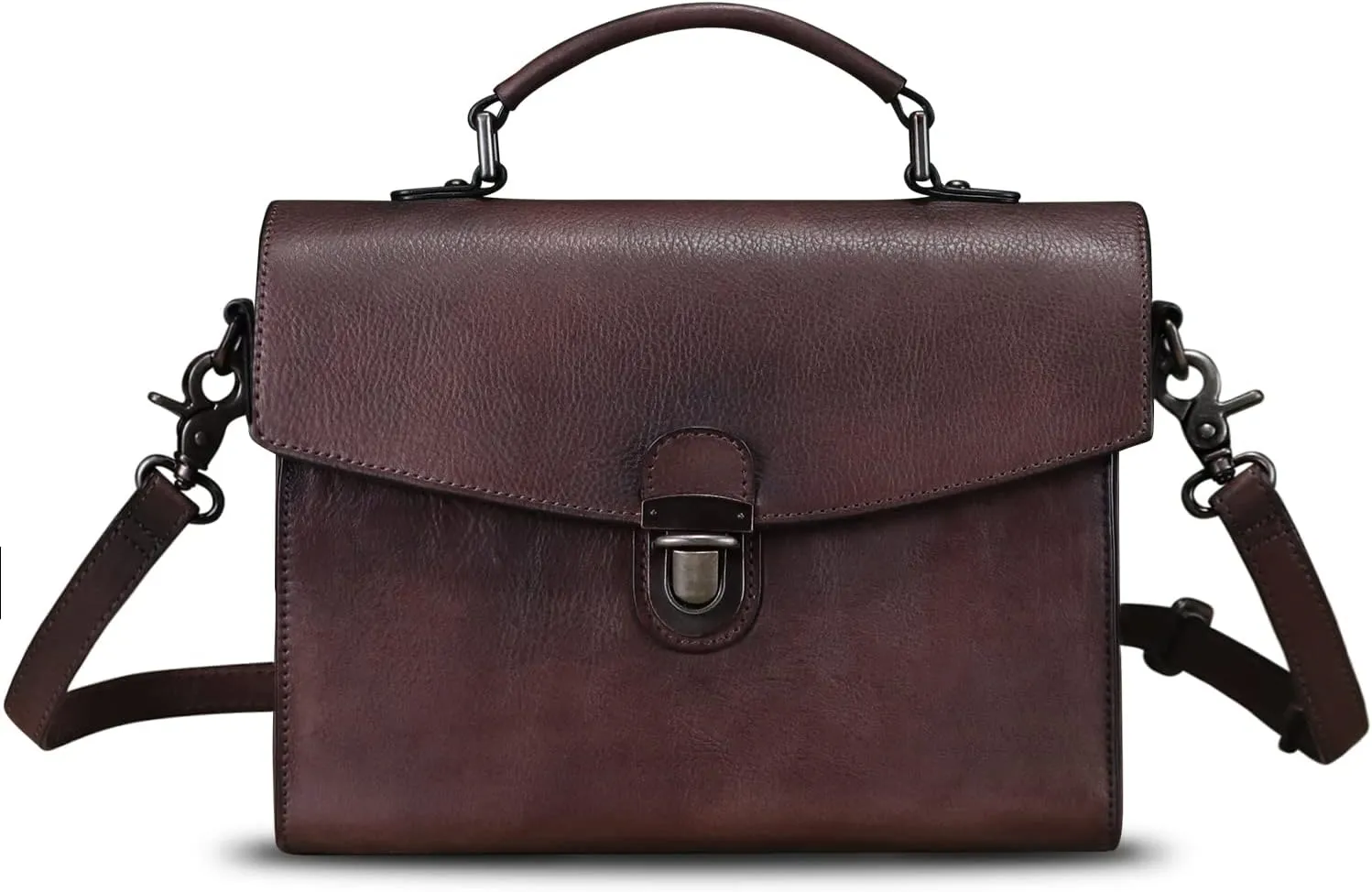 Genuine Leather Satchel Purse for Women Vintage Handmade Top Handle Handbag Retro Designer Crossbody Bags