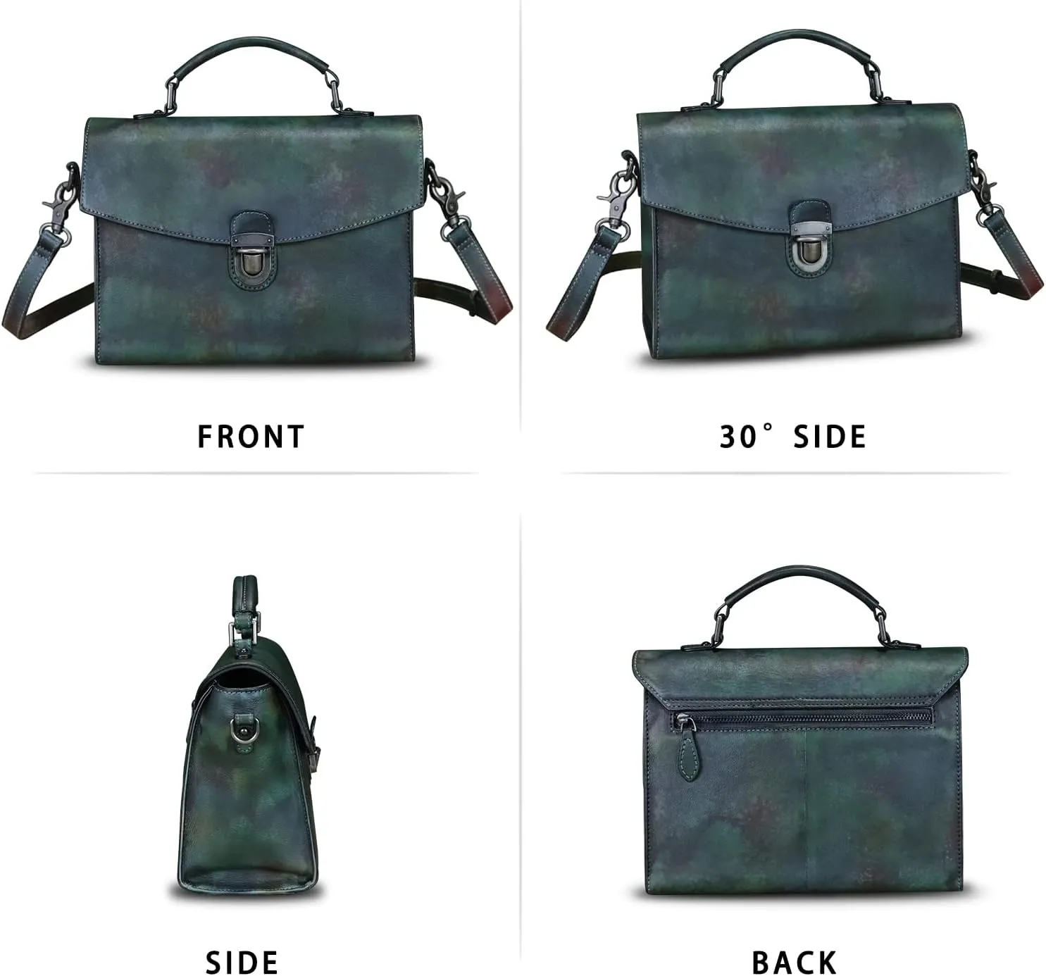 Genuine Leather Satchel Purse for Women Vintage Handmade Top Handle Handbag Retro Designer Crossbody Bags
