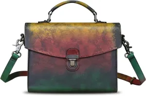 Genuine Leather Satchel Purse for Women Vintage Handmade Top Handle Handbag Retro Designer Crossbody Bags