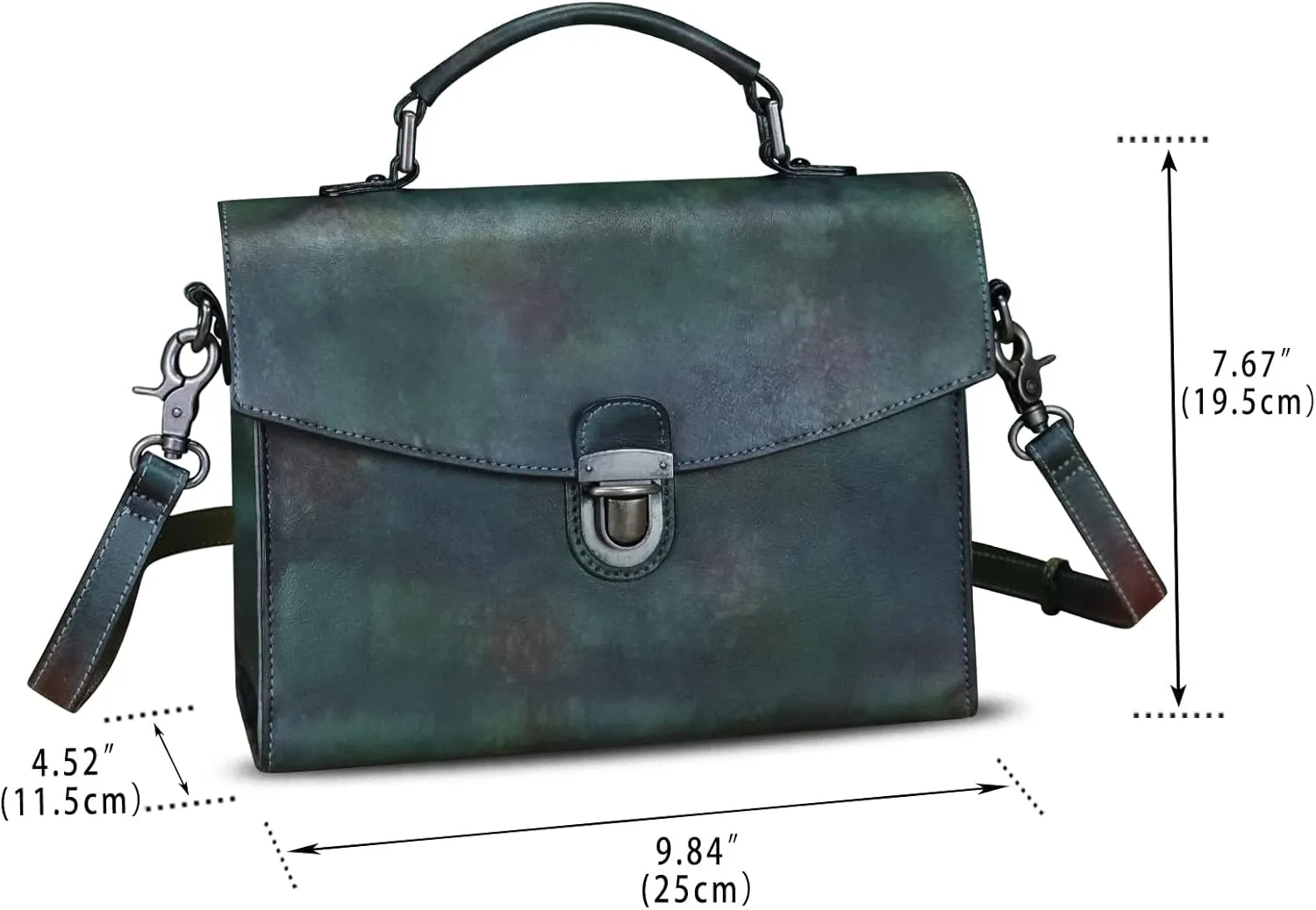 Genuine Leather Satchel Purse for Women Vintage Handmade Top Handle Handbag Retro Designer Crossbody Bags