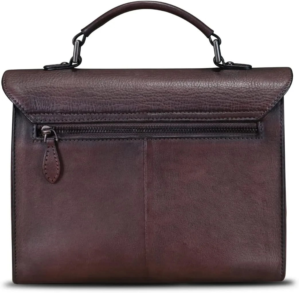Genuine Leather Satchel Purse for Women Vintage Handmade Top Handle Handbag Retro Designer Crossbody Bags