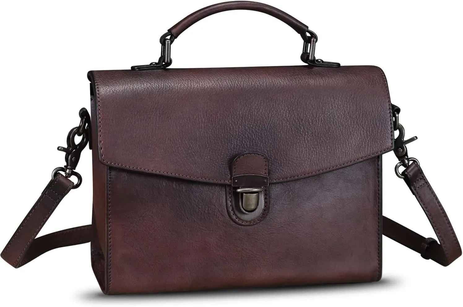 Genuine Leather Satchel Purse for Women Vintage Handmade Top Handle Handbag Retro Designer Crossbody Bags
