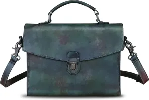 Genuine Leather Satchel Purse for Women Vintage Handmade Top Handle Handbag Retro Designer Crossbody Bags