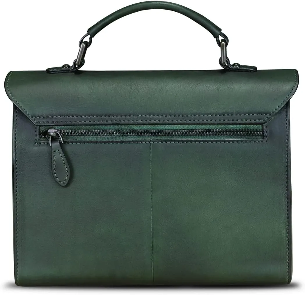 Genuine Leather Satchel Purse for Women Vintage Handmade Top Handle Handbag Retro Designer Crossbody Bags