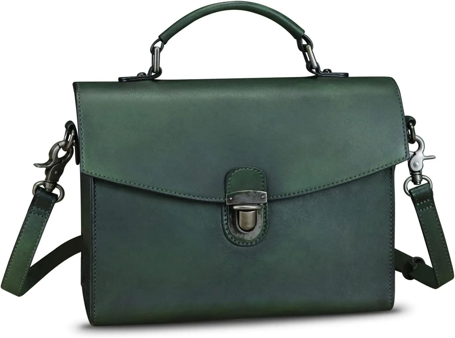 Genuine Leather Satchel Purse for Women Vintage Handmade Top Handle Handbag Retro Designer Crossbody Bags