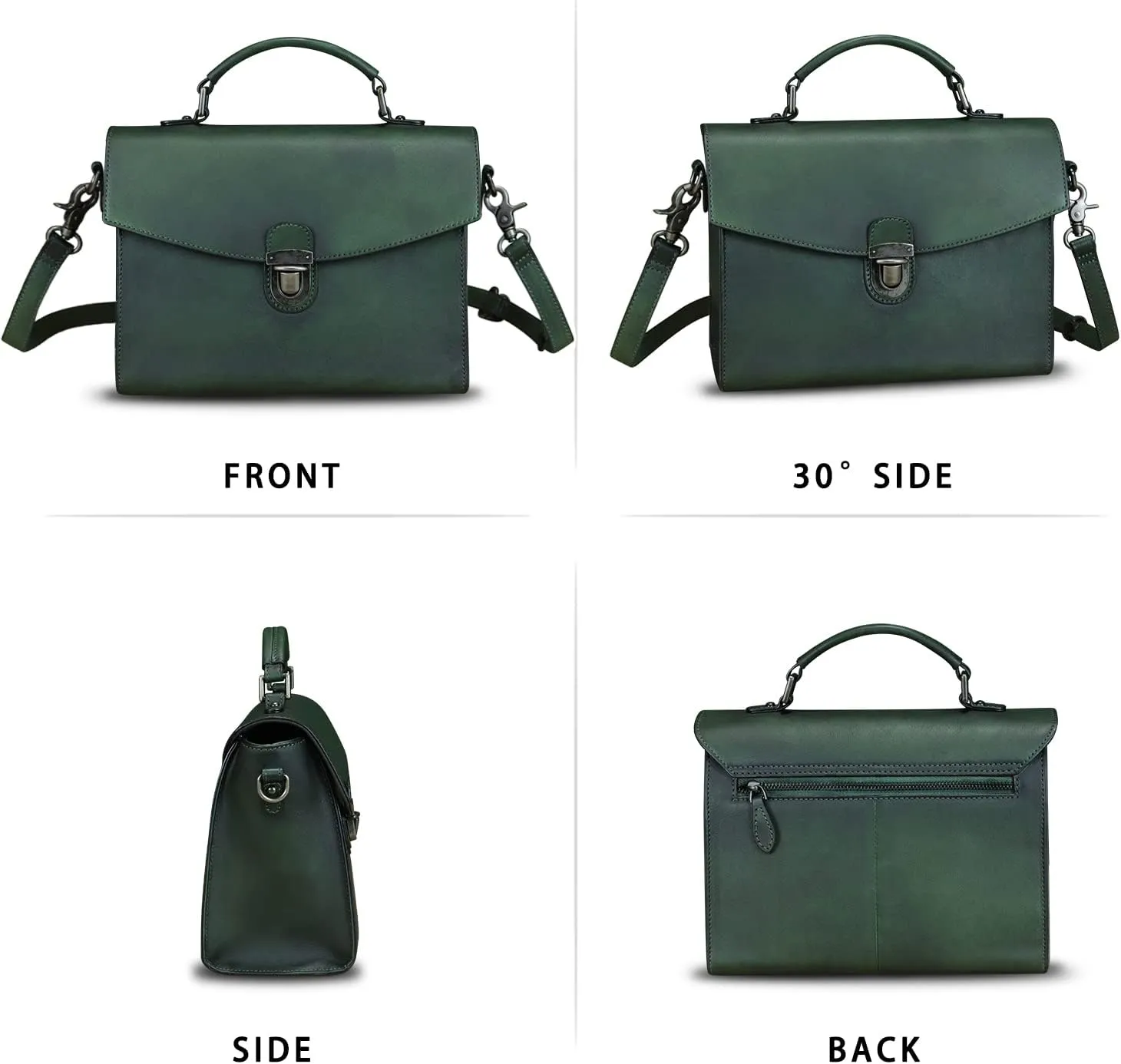 Genuine Leather Satchel Purse for Women Vintage Handmade Top Handle Handbag Retro Designer Crossbody Bags