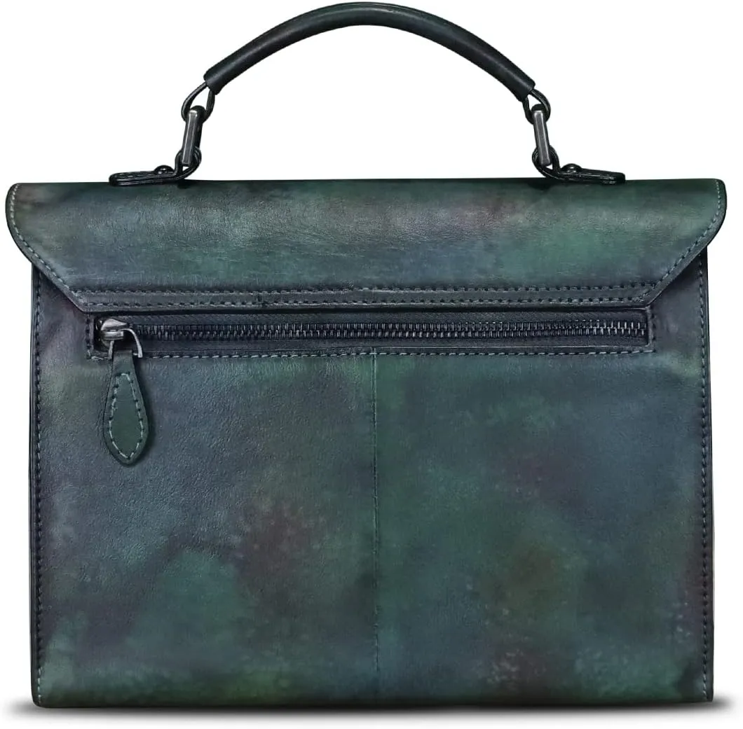 Genuine Leather Satchel Purse for Women Vintage Handmade Top Handle Handbag Retro Designer Crossbody Bags