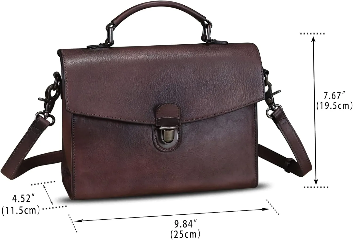 Genuine Leather Satchel Purse for Women Vintage Handmade Top Handle Handbag Retro Designer Crossbody Bags