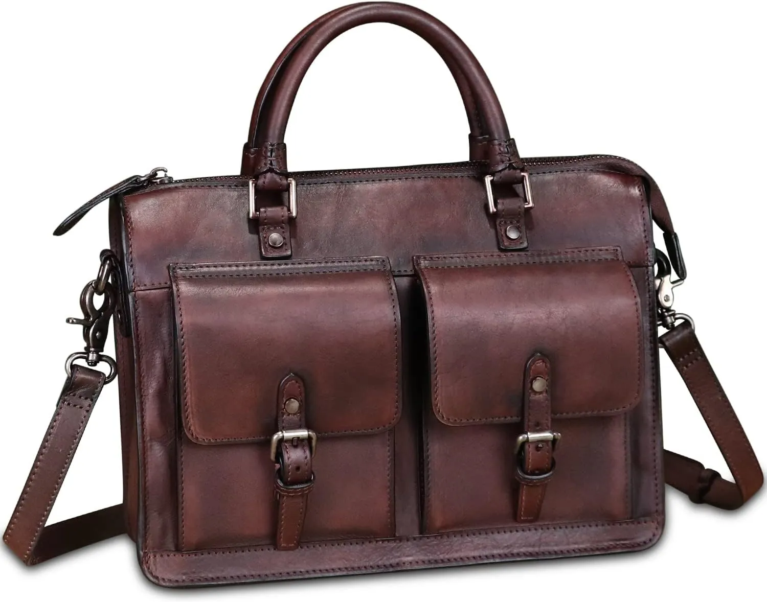 Genuine Leather Satchel Purse for Women Vintage Handmade Top Handle Handbag Retro Messenger Crossbody Bag
