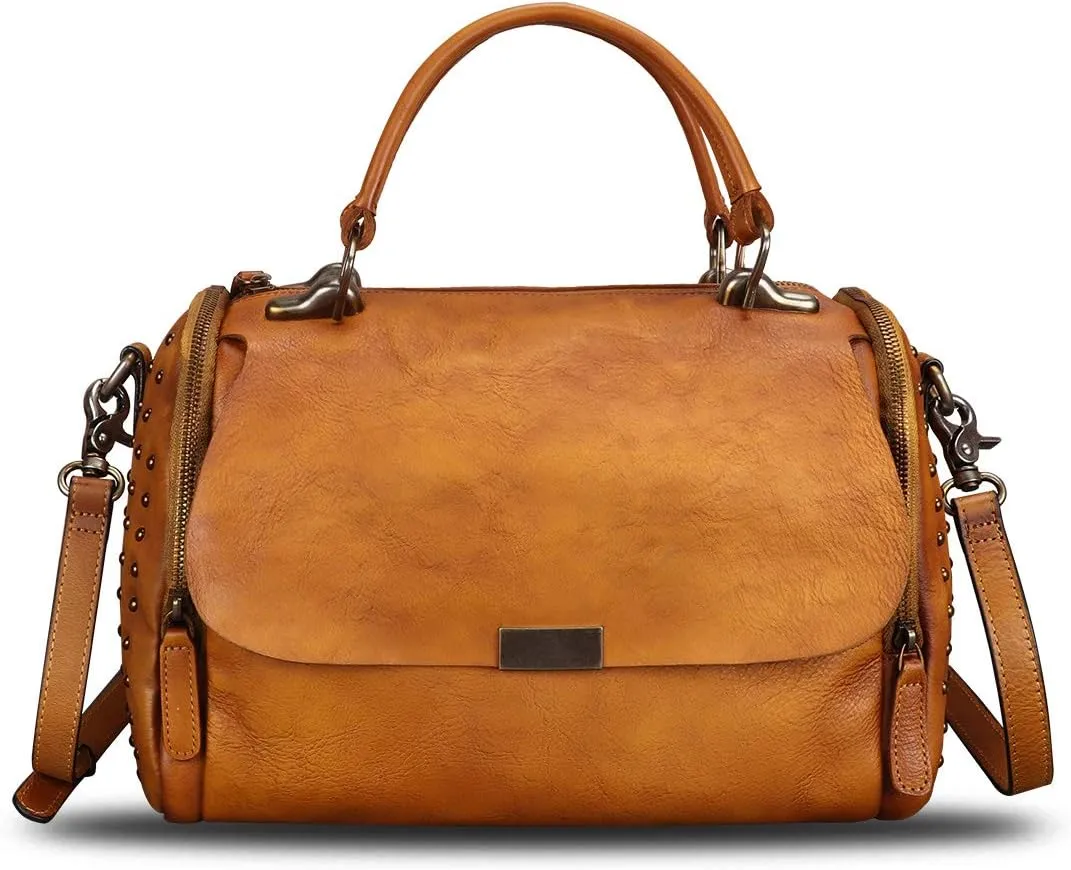 Genuine Leather Satchel Purses for Women Vintage Handmade Handbag Crossbody Shoulder Bag