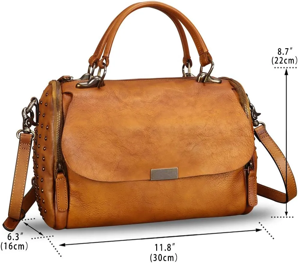 Genuine Leather Satchel Purses for Women Vintage Handmade Handbag Crossbody Shoulder Bag