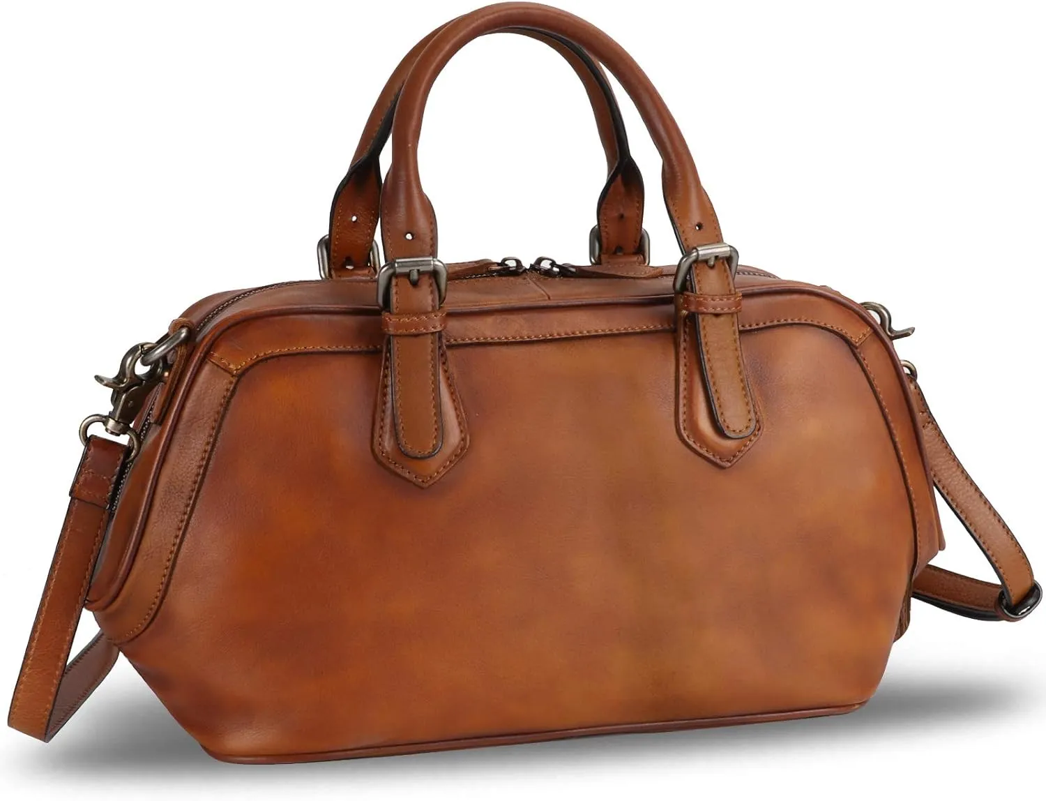 Genuine Leather Satchel Top Handle Handbag Purse for Women Handmade Retro Designer Large Capacity Crossbody Bags