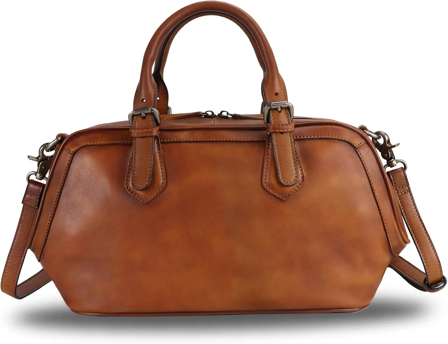 Genuine Leather Satchel Top Handle Handbag Purse for Women Handmade Retro Designer Large Capacity Crossbody Bags