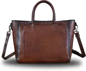 Genuine Leather Top Handle Handbag for Women Retro Satchel Vintage Cowhide Handmade Crossbody Handbags Purse Hobo Bag