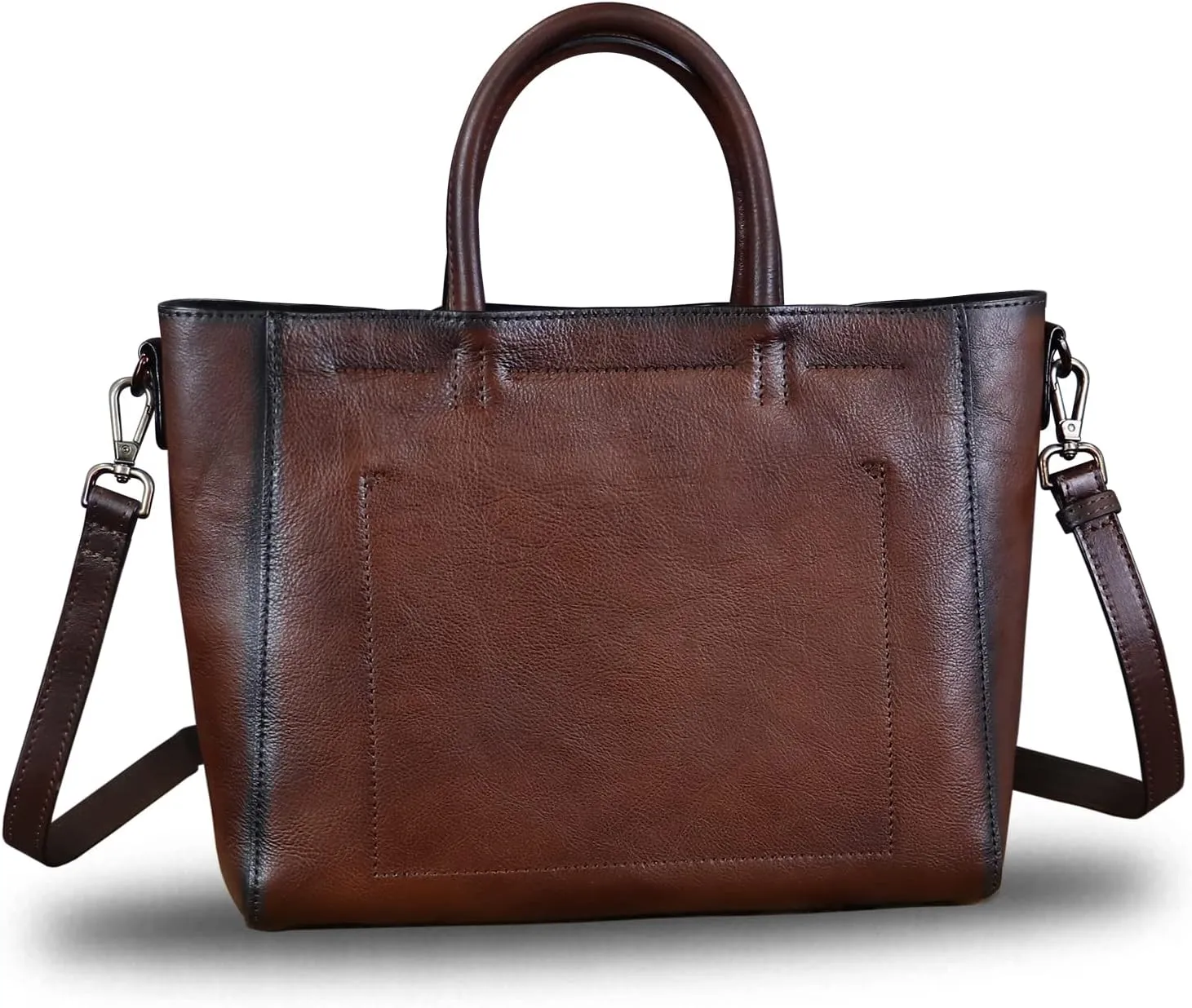 Genuine Leather Top Handle Handbag for Women Retro Satchel Vintage Cowhide Handmade Crossbody Handbags Purse Hobo Bag