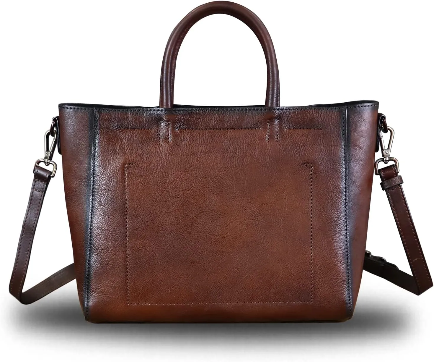 Genuine Leather Top Handle Handbag for Women Retro Satchel Vintage Cowhide Handmade Crossbody Handbags Purse Hobo Bag