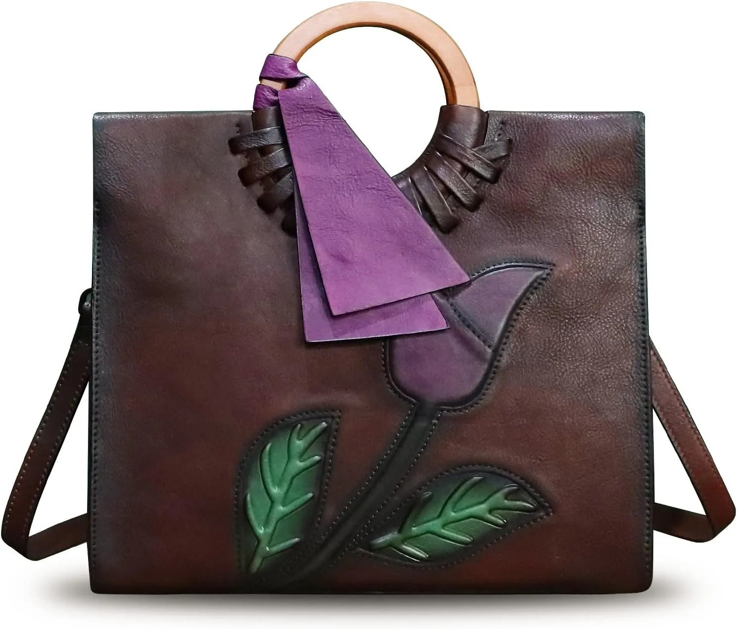 Genuine Leather Top Handle Handbag for Women Vintage Satchel Retro Cowhide Handmade Crossbody Bag Purses