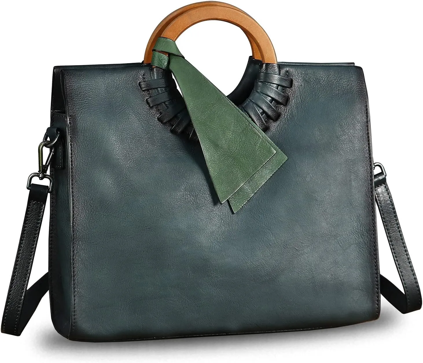 Genuine Leather Top Handle Handbag for Women Vintage Satchel Retro Cowhide Handmade Crossbody Bag Purses
