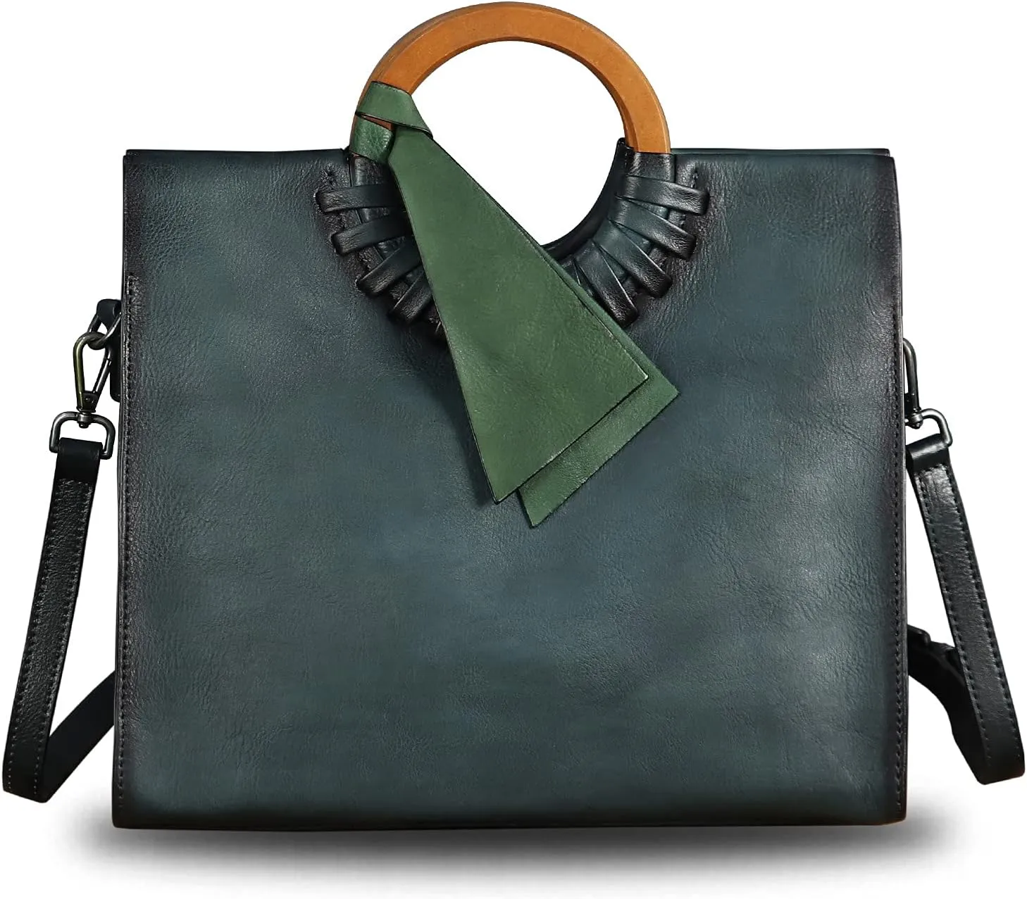Genuine Leather Top Handle Handbag for Women Vintage Satchel Retro Cowhide Handmade Crossbody Bag Purses